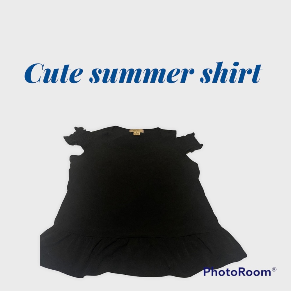 Adorable off should ruffle black shirt. Cute for summer. Size medium.